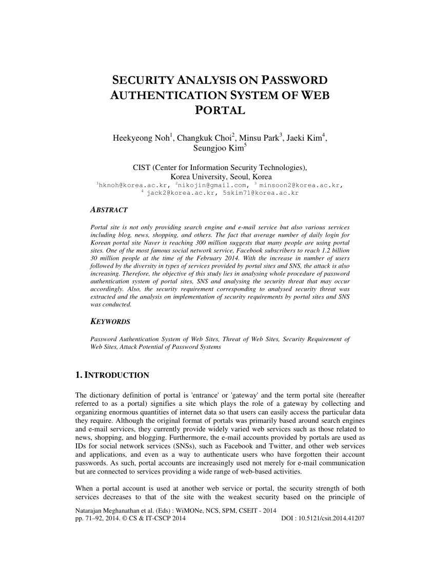 pdf security analysis on password authentication system of web portal