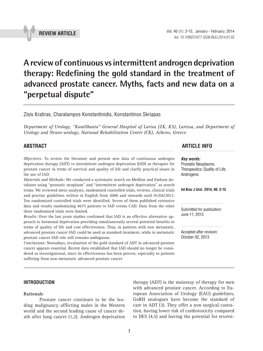 Pdf A Review Of Continuous Vs Intermittent Androgen Deprivation Therapy Redefining The Gold 8515