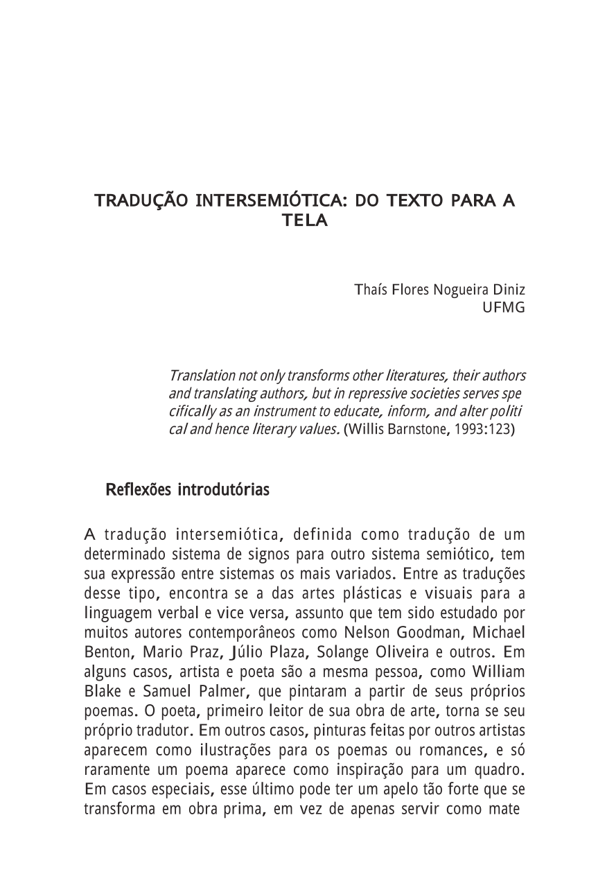 PDF) FOCALIZAÇÃO NA TRADUÇÃO DE TEXTOS LITERÁRIOS