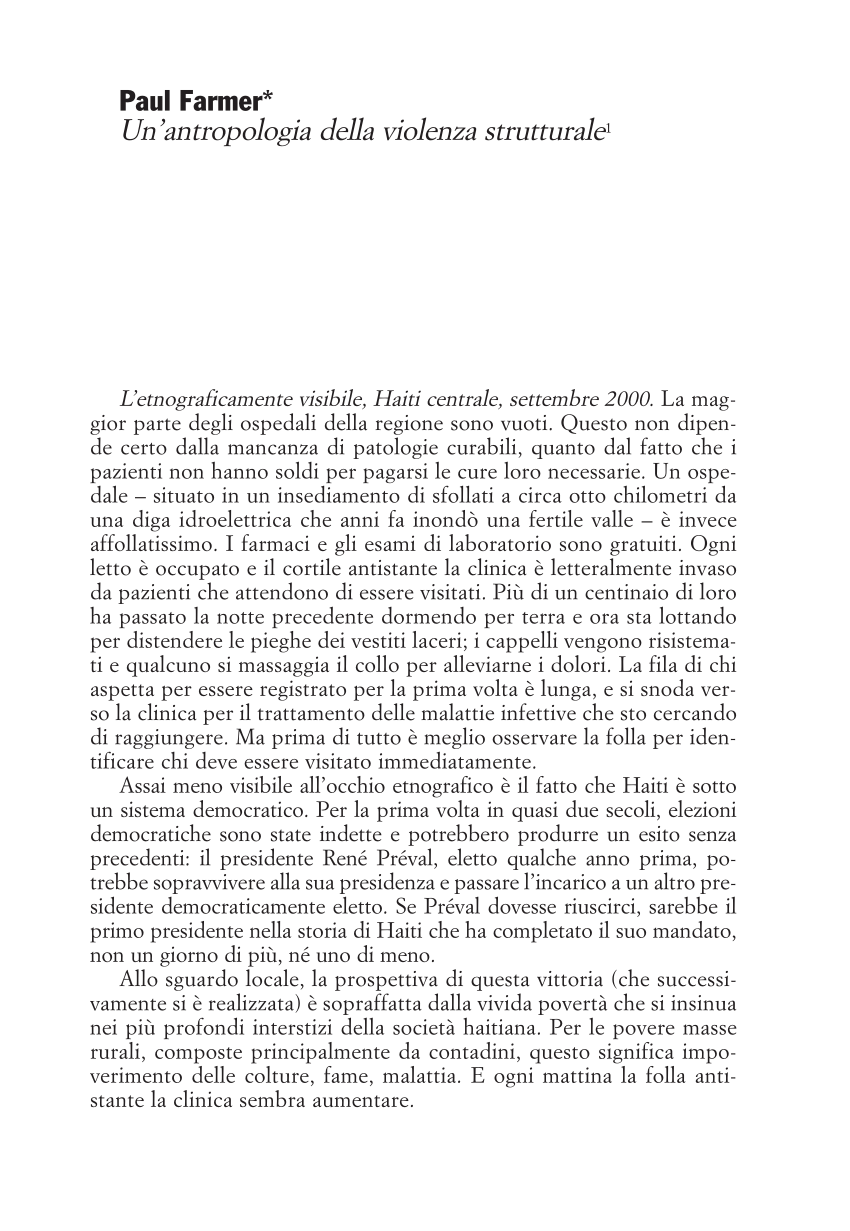 PDF) Un'antropologia della violenza strutturale