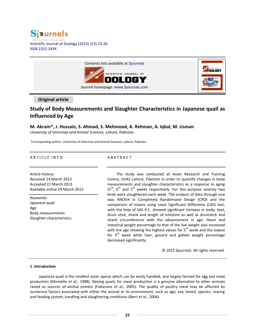 Pdf Study Of Body Measurements And Slaughter Characteristics