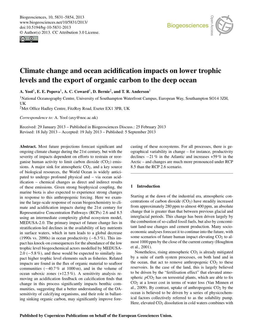 PDF) Climate change and ocean acidification impacts on lower