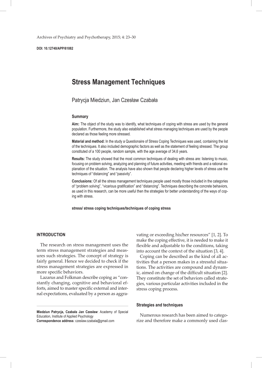 research methodology for stress management project