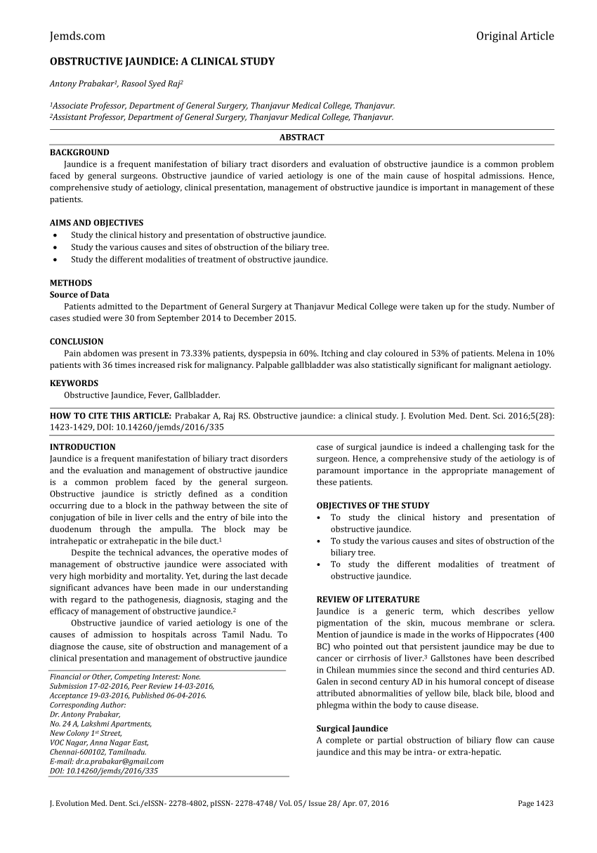 case study of obstructive jaundice