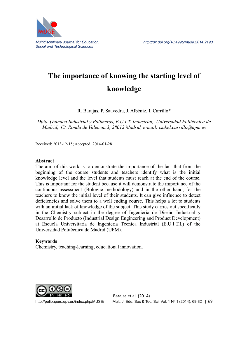 Pdf The Importance Of Knowing The Starting Level Of Knowledge