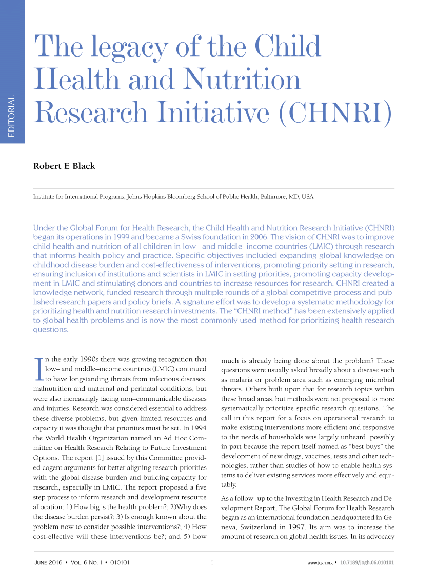 child health and nutrition research