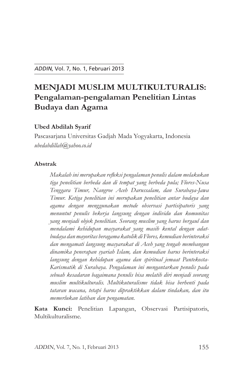 PDF MENJADI MUSLIM MULTIKULTURALIS Pengalaman Pengalaman