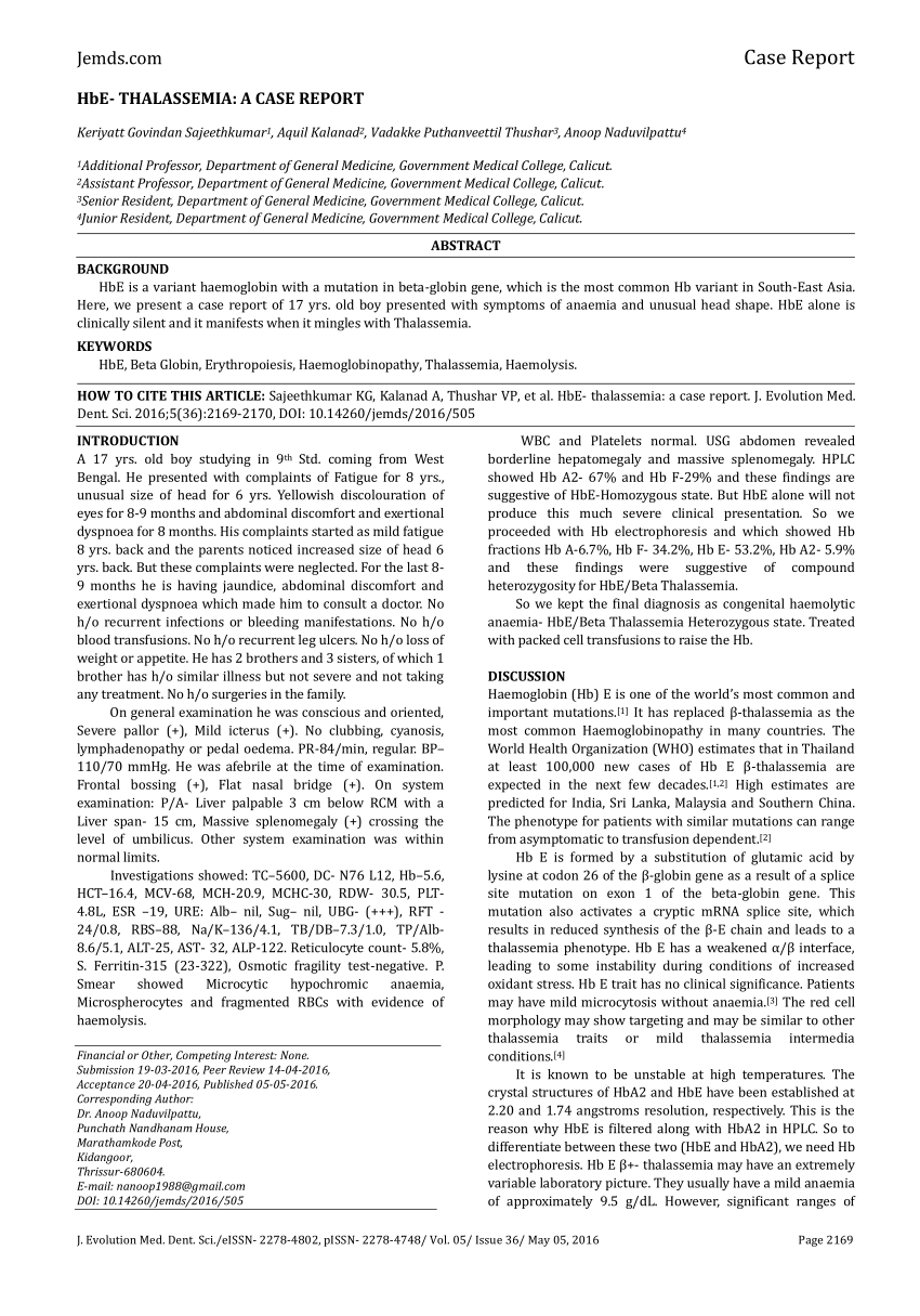 Thalassemia Reports, Free Full-Text