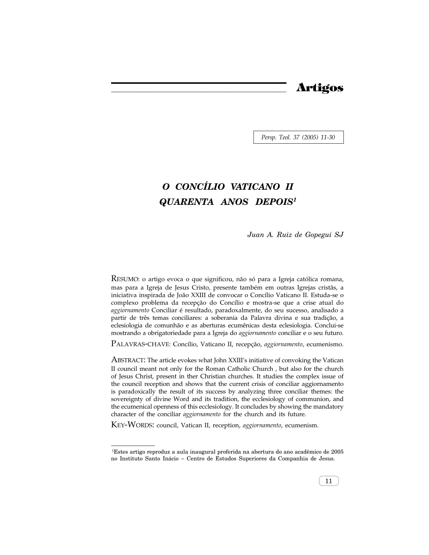 PDF) O VATICANO II: origens, avanços, perspectivas