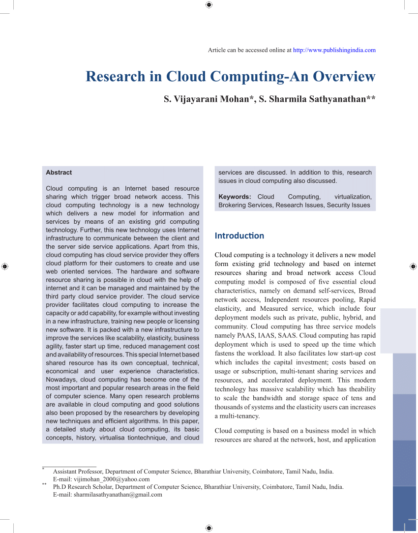 research papers based on cloud computing