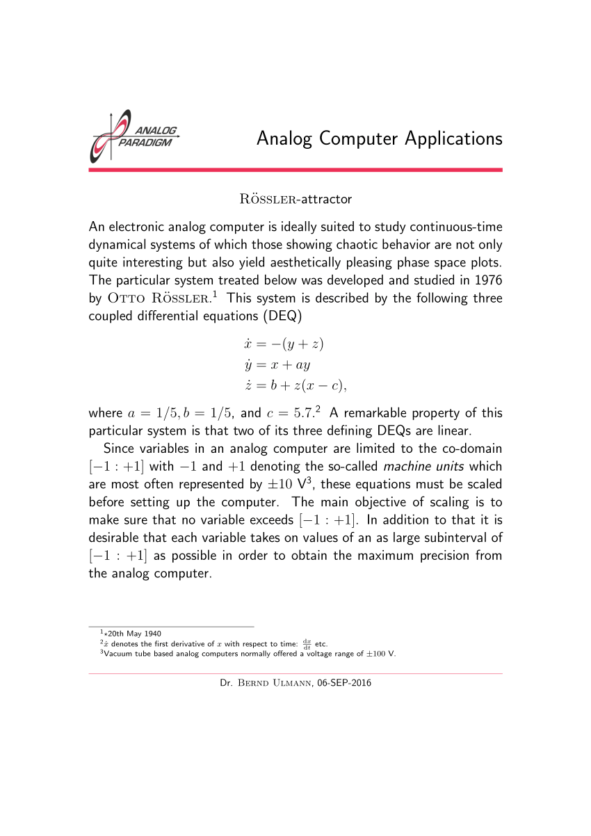 research paper on analog computer