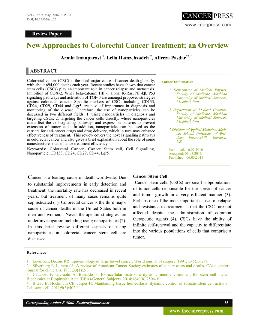 colorectal cancer research paper pdf