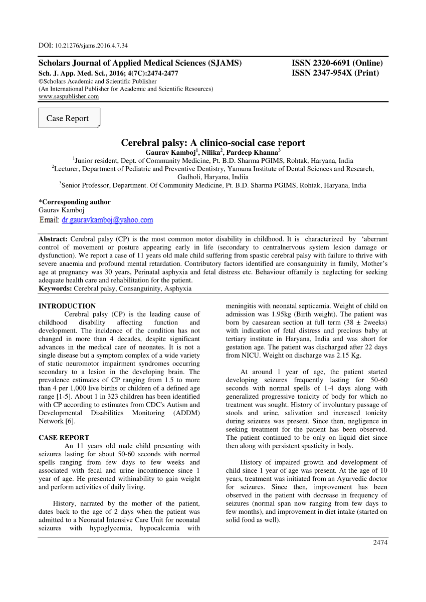 case study of cerebral palsy child