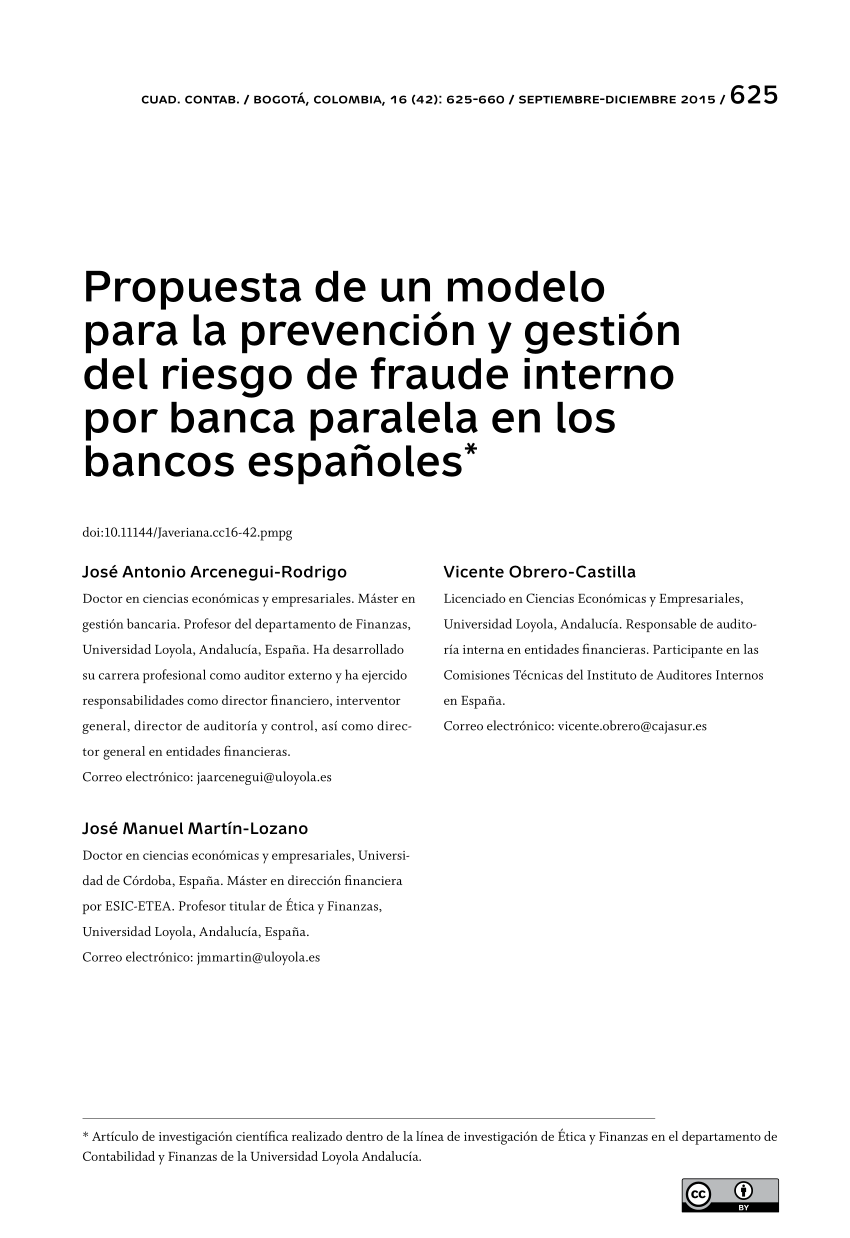 PDF) Propuesta de un modelo para la prevención y gestión del riesgo de  fraude interno por banca paralela en los bancos españoles