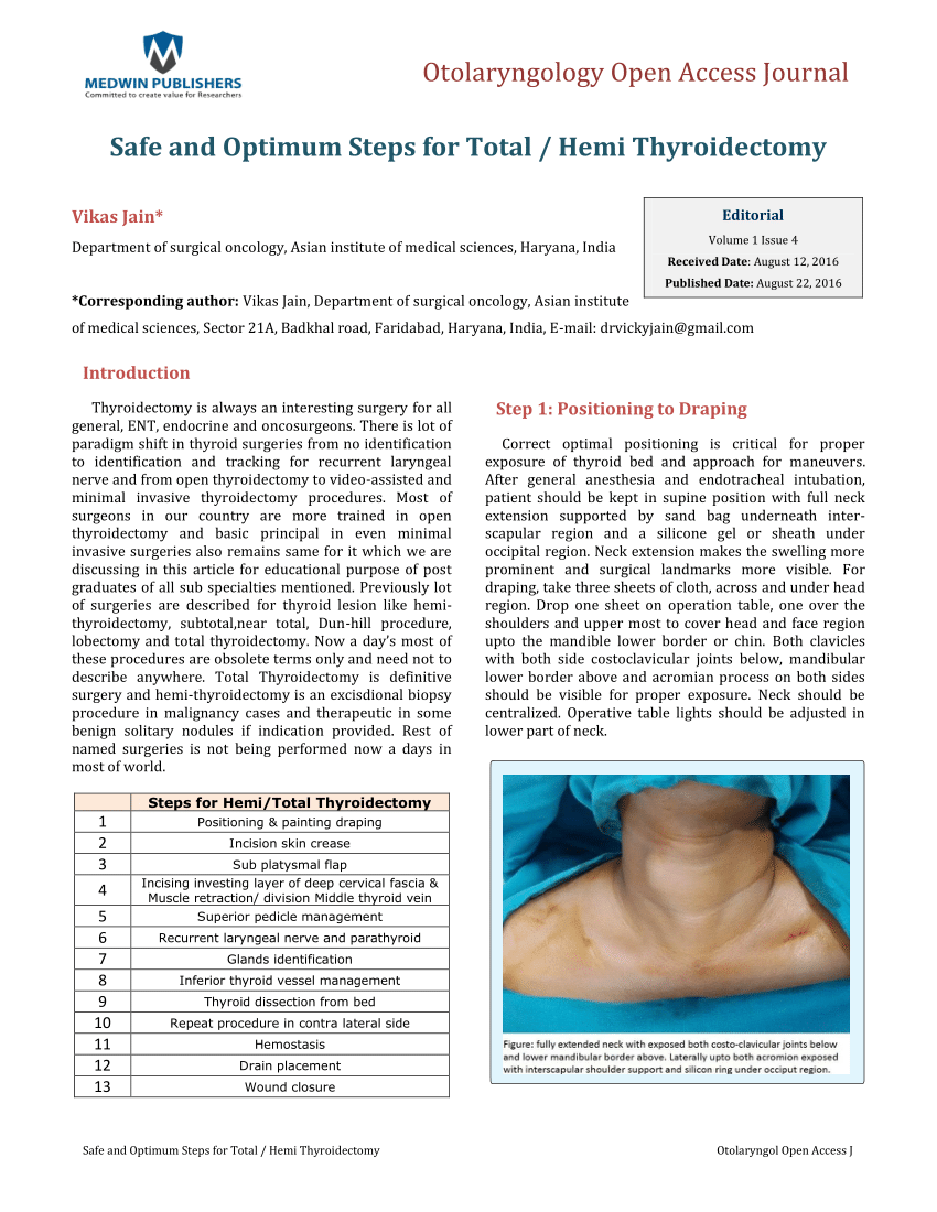 Pdf Safe And Optimum Steps For Total Hemi Thyroidectomy