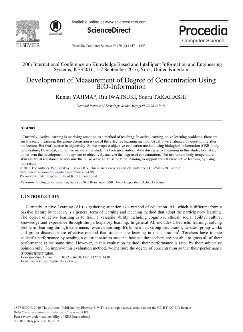 (PDF) Development of Measurement of Degree of Concentration Using BIO