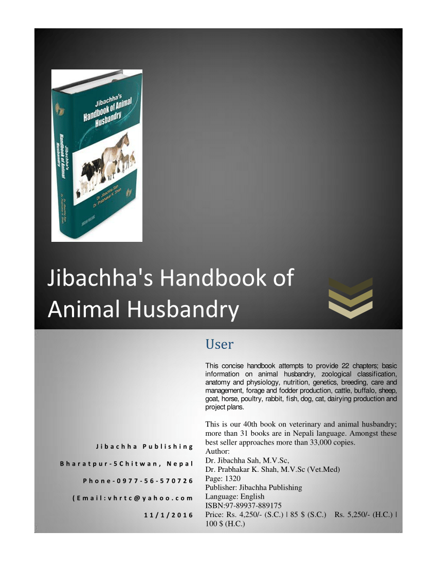PDF) Jibachha's Handbook of Animal Husbandry