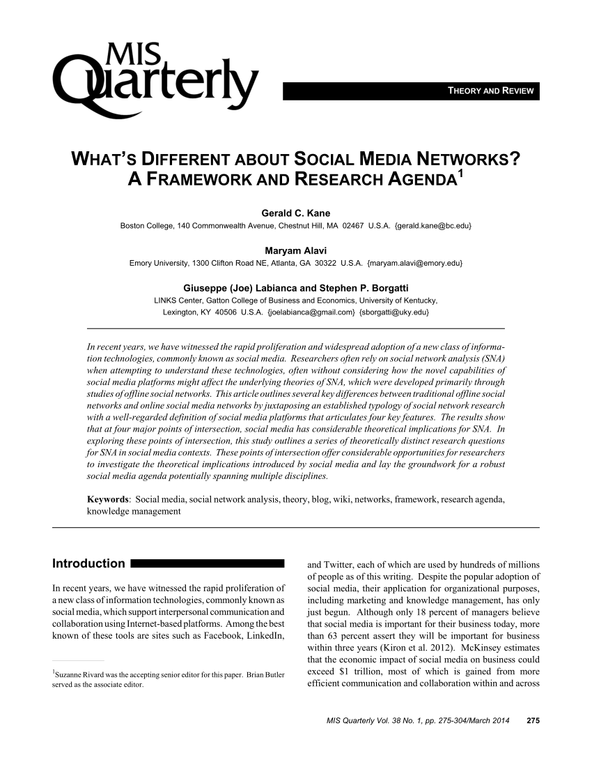 Pdf What Different About Social Media Networks A Framework And Research Agenda