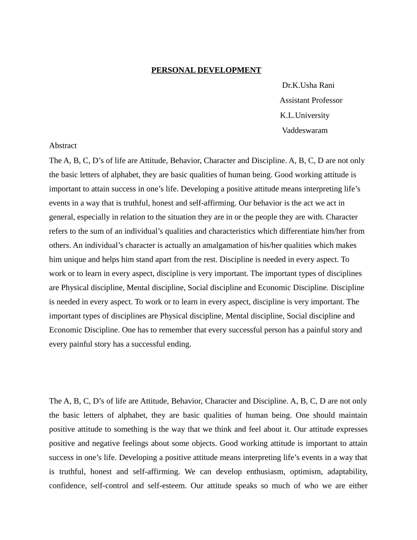 research paper on personal growth