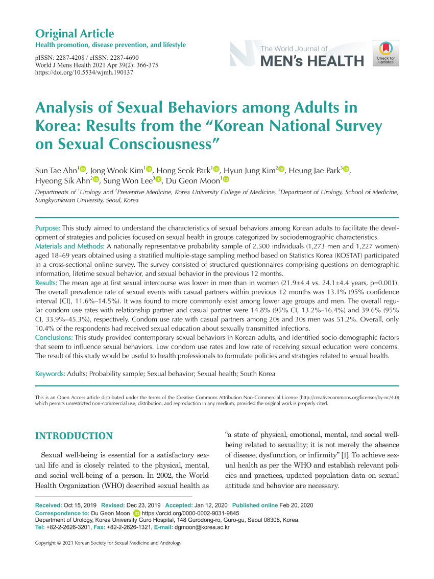 PDF) AB146. National sex survey in South Korea