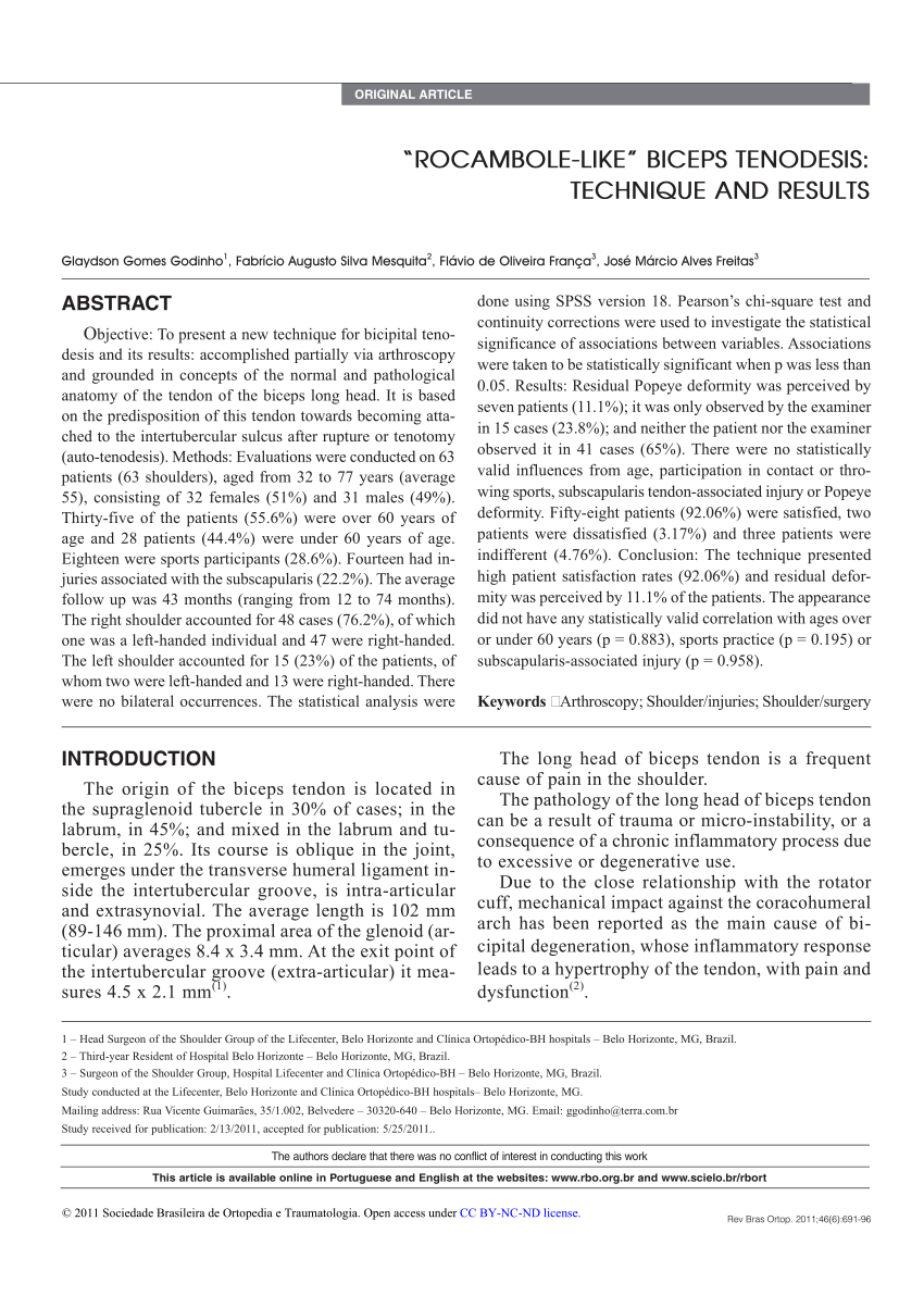 PDF) “ROCAMBOLE-LIKE” BICEPS TENODESIS: TECHNIQUE AND RESULTS