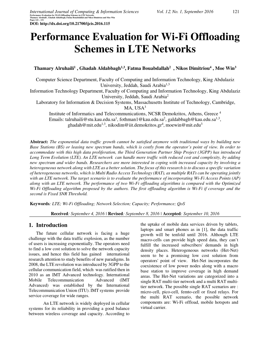 Pdf Performance Evaluation For Wi Fi Offloading Schemes In Lte