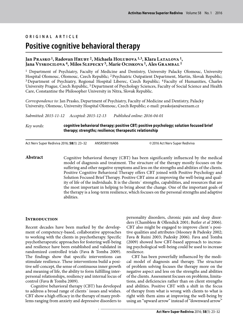 cognitive behavioral therapy research paper
