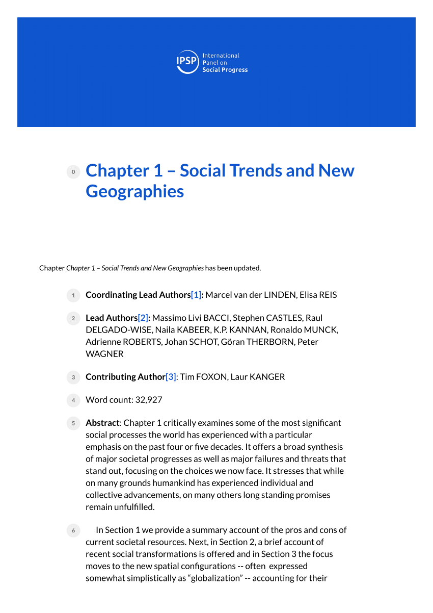 Pdf Chapter 1 Social Trends And New Geographies Of The