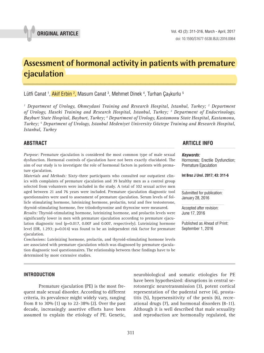 PDF Assessment of hormonal activity in patients with premature