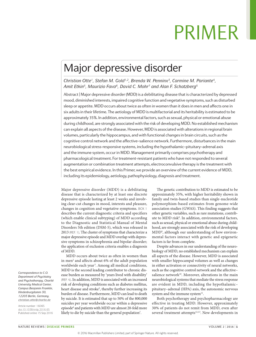 essay on depression disorder
