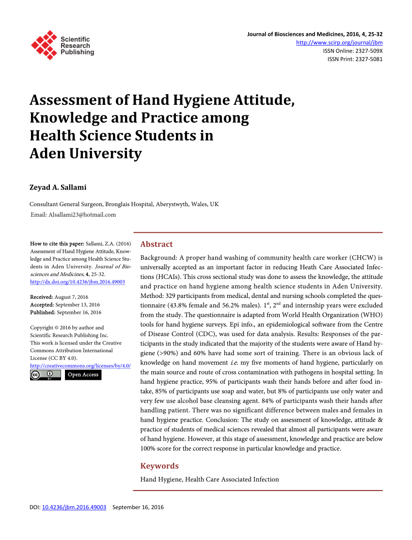 quantitative research study on hand hygiene