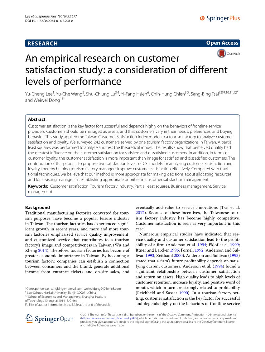 research articles customer satisfaction