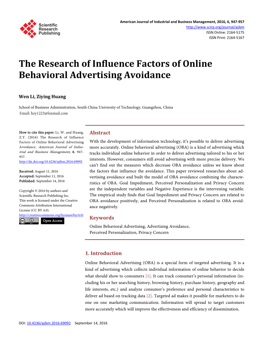 (PDF) The Research of Influence Factors of Online ...