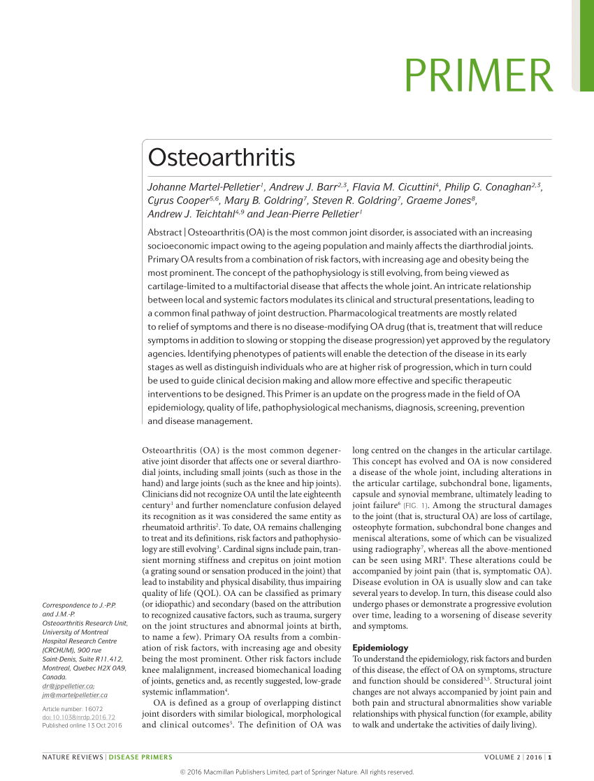 literature review on osteoarthritis