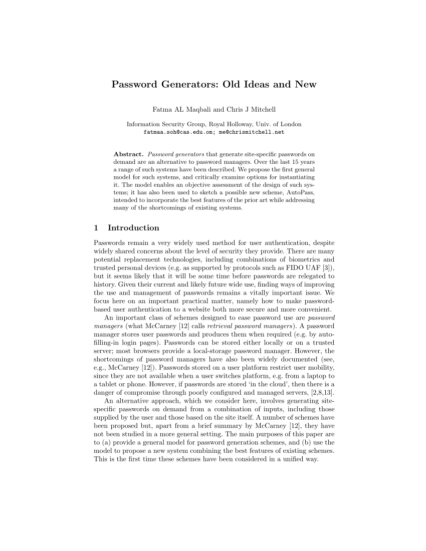 password generator research paper