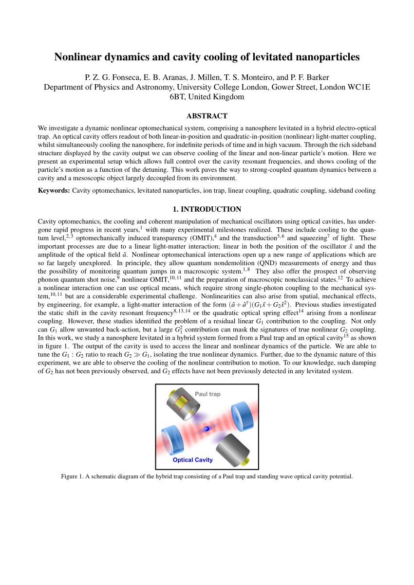 PDF Nonlinear dynamics and cavity cooling of levitated nanoparticles