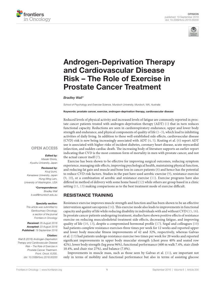 Pdf Androgen Deprivation Therapy And Cardiovascular Disease Risk The Role Of Exercise In 9497