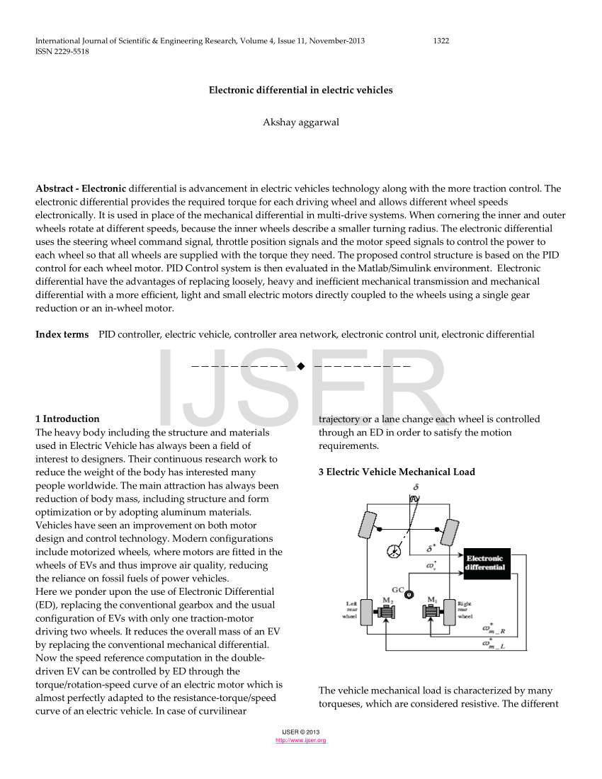 (PDF) Electronic differential in electric vehicle
