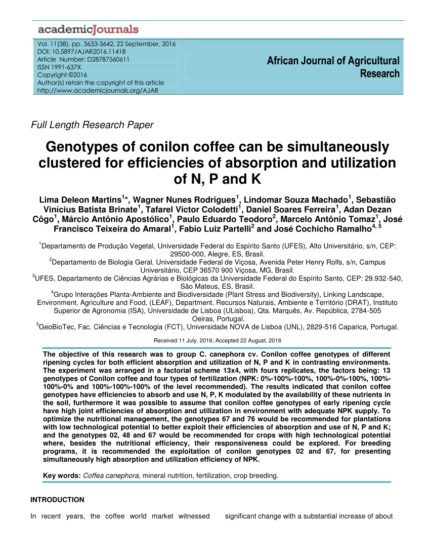 Effects of nutrient irrigation on conilon coffee crops - A Lavoura