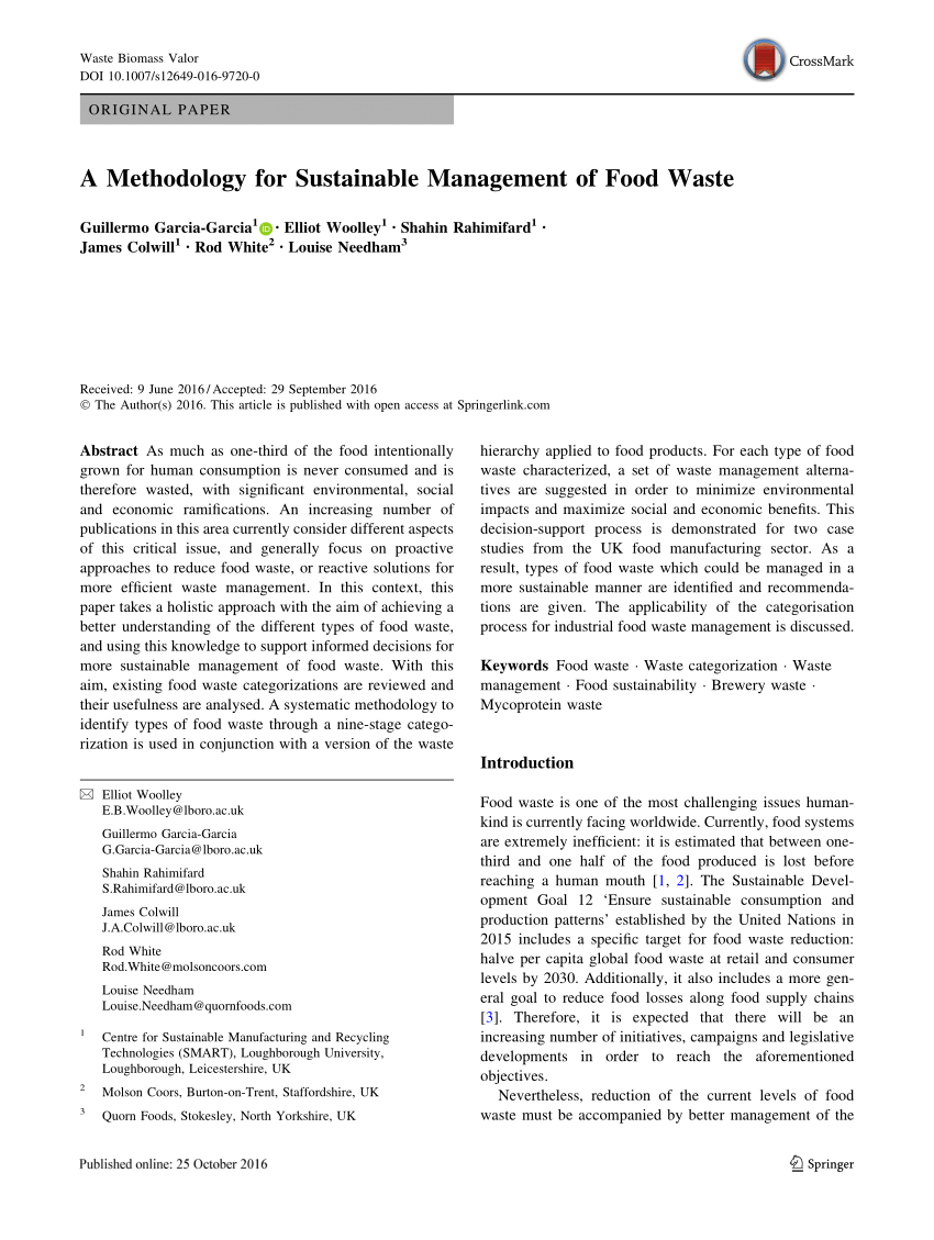 food waste management project research paper