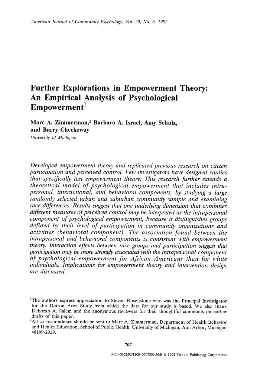 research papers on psychological empowerment