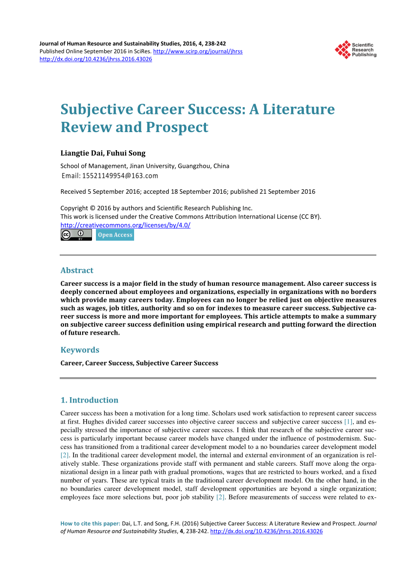 literature review on career choice pdf