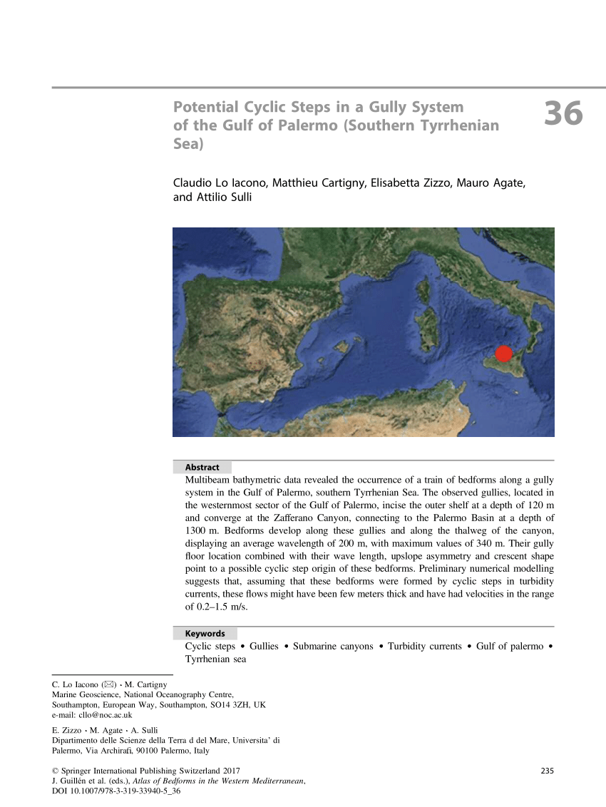 Pdf Potential Cyclic Steps In A Gully System Of The Gulf Of Palermo Southern Tyrrhenian Sea