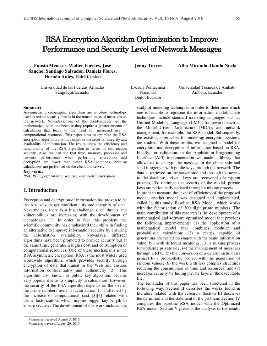 research paper on rsa algorithm