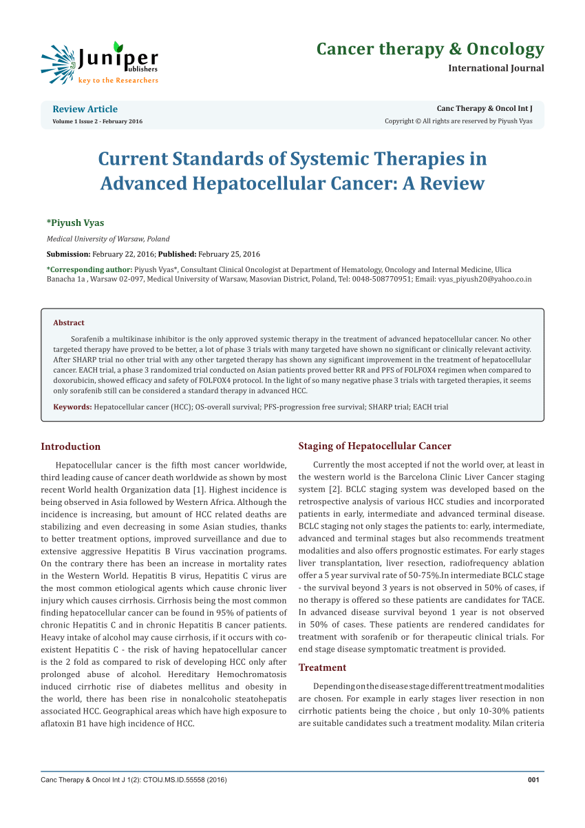 Pdf Current Standards Of Systemic Therapies In Advanced