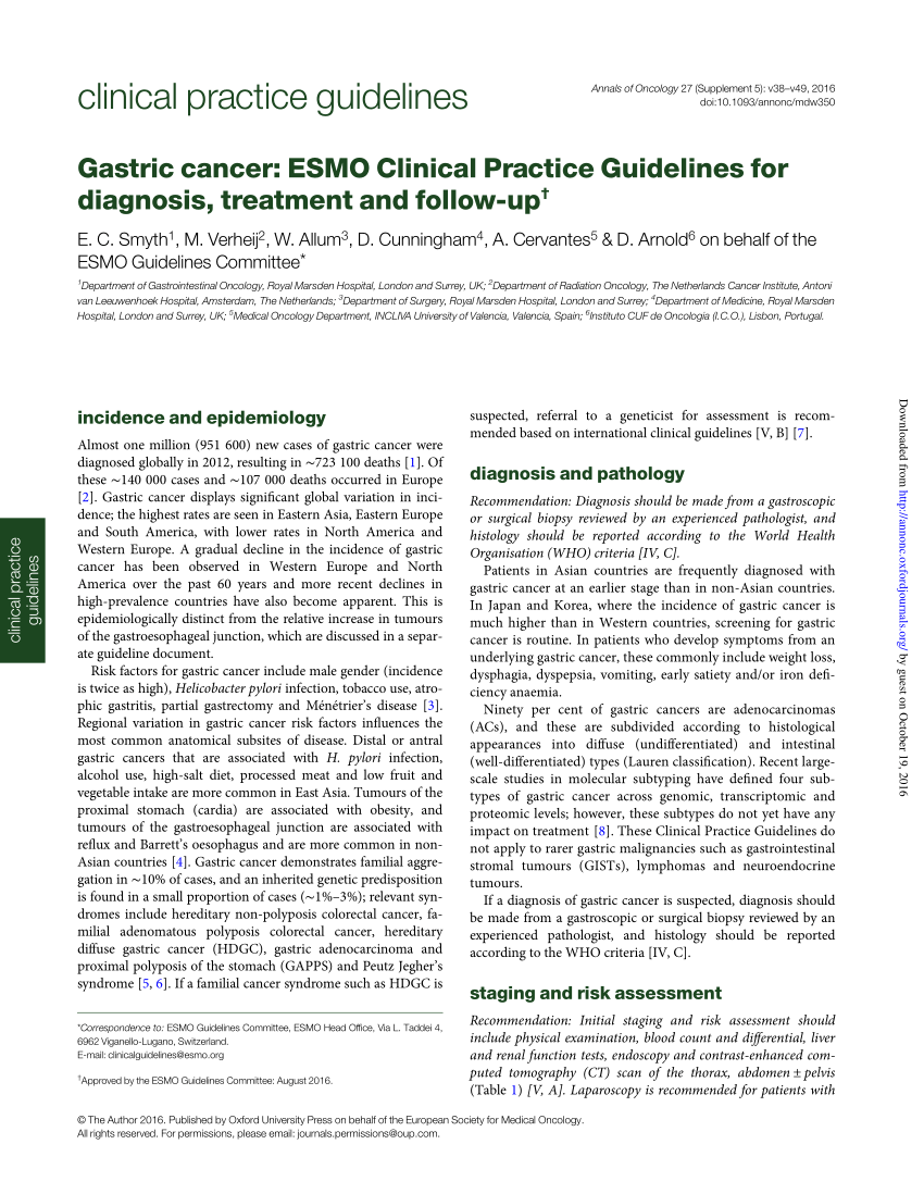 Gastric cancer esmo guidelines - Colorectal cancer esmo guidelines