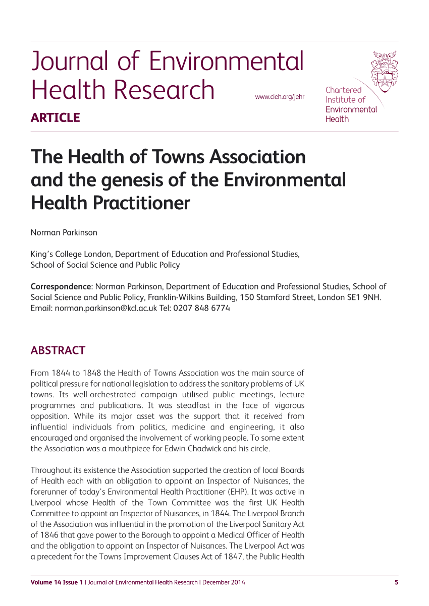 environmental health research articles