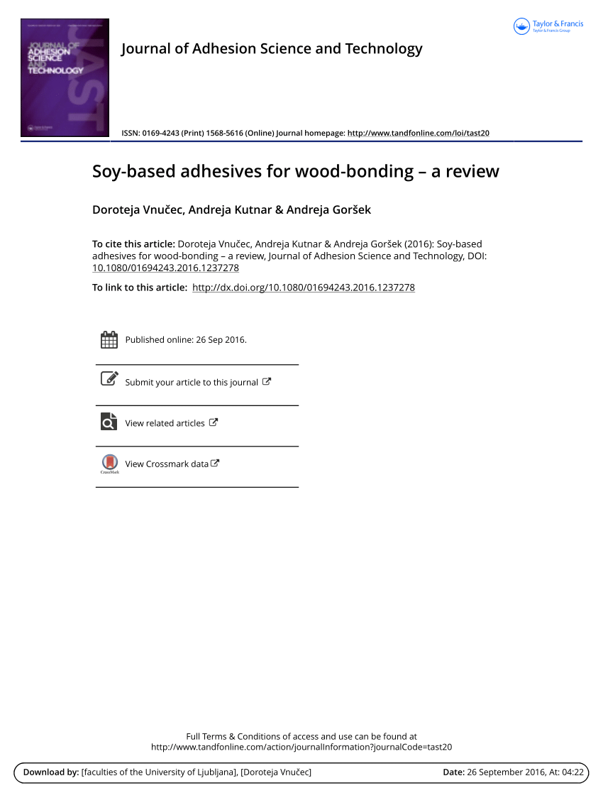 Pdf Soy Based Adhesives For Wood Bonding A Review