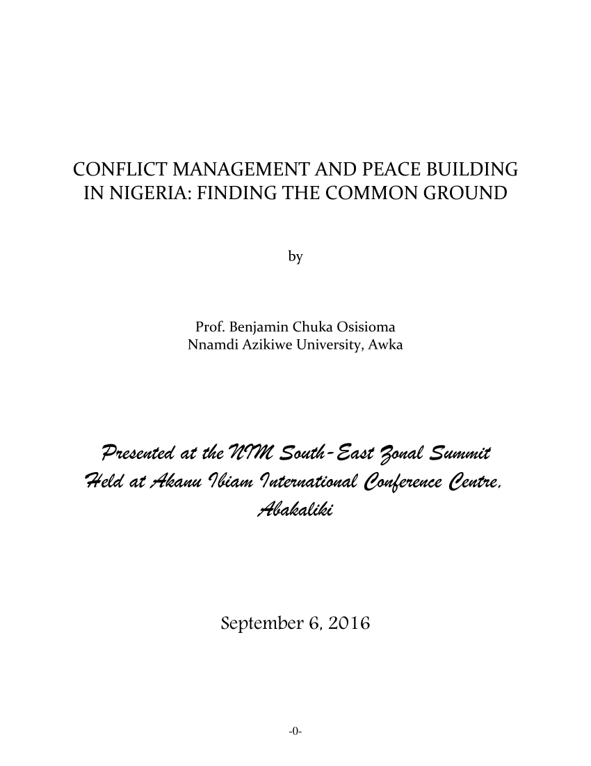 thesis on conflict management in nigeria