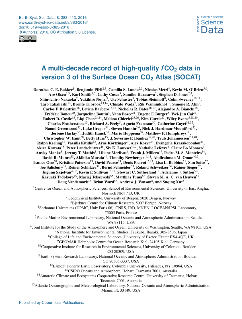 PDF) A multi-decade record of high-quality fCO(2) data in version ...